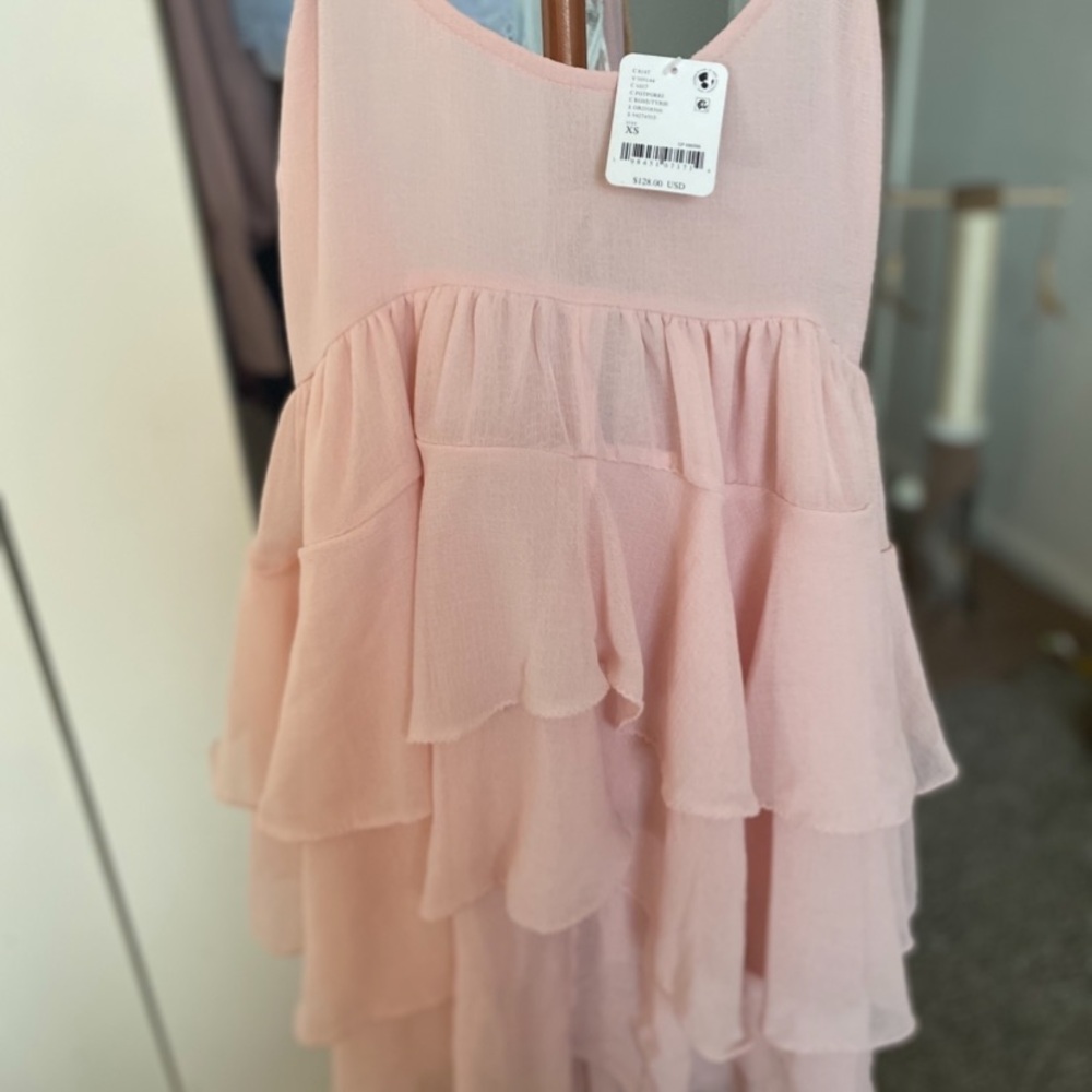 Free People Pink Ruffle Mini Dress - Picture 4 of 5